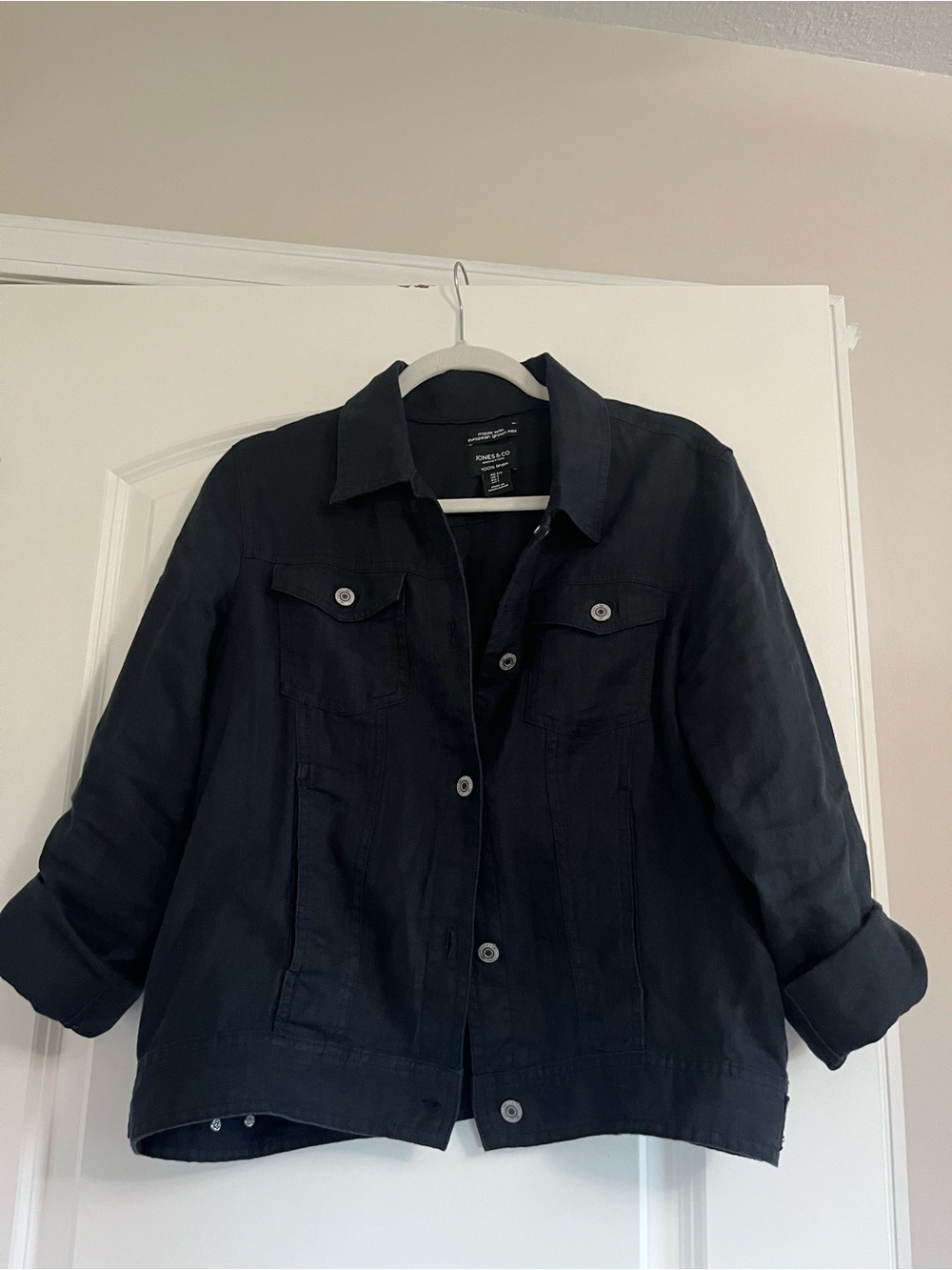 Jones New York Black Jean Jacket - Relaxed Oversized Fit